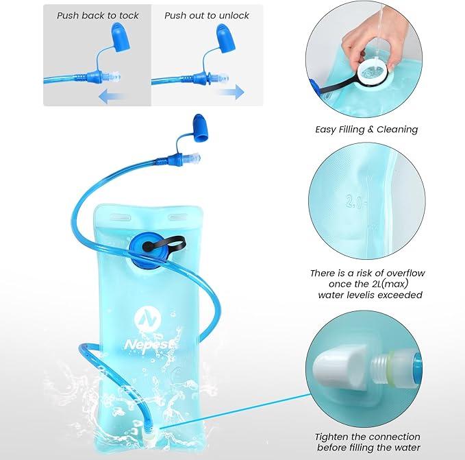 Nepest Hydration Pack Backpack for Women & Men, Lightweight Water Backpack with 2L Water Bladder for Hiking Cycling Running Biking-StrideForce Fitness