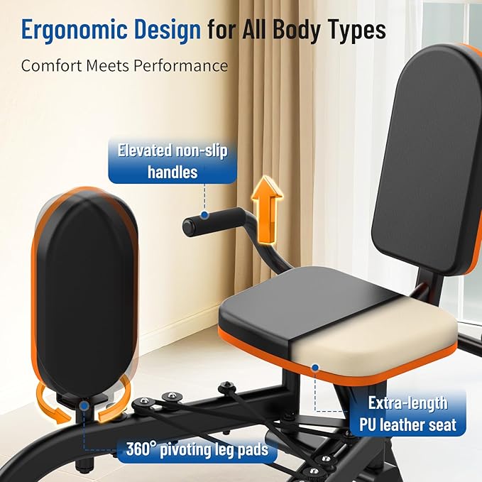 Hip Abductor Machine for Home Gym | Compact Glute Trainer & Thigh Workout Equipment with 3-Level Resistance,Silent Design | Leg Abductor Machine & Booty Builder for Women/Men-StrideForce Fitness