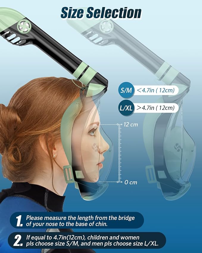 QingSong Full Face Snorkel Mask for Adults, Snorkeling Gear with Camera Mount, 180 Degree Panoramic View Snorkel Set Anti-Fog Anti-Leak-StrideForce Fitness