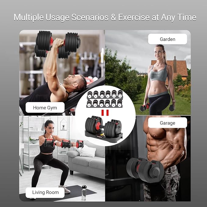 Adjustable Dumbbells 25/52.5 lbs, 9/15 in - Adjustable Weight Dumbbell Set for Full Body Exercise Training Fitness Workout in Home Gym-StrideForce Fitness