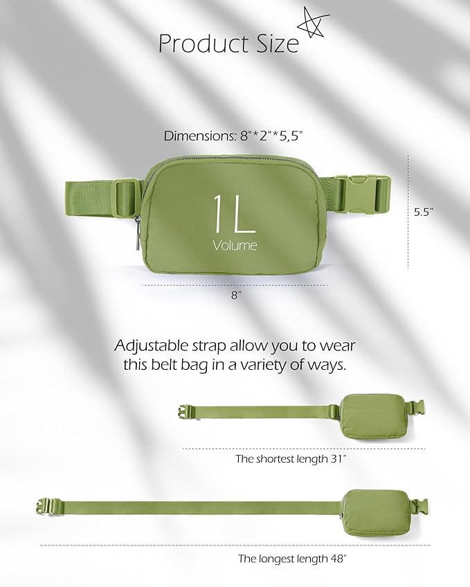 ODODOS Unisex Mini Belt Bag with Adjustable Strap Small Fanny Pack for Workout Running Traveling Hiking, Olive-StrideForce Fitness