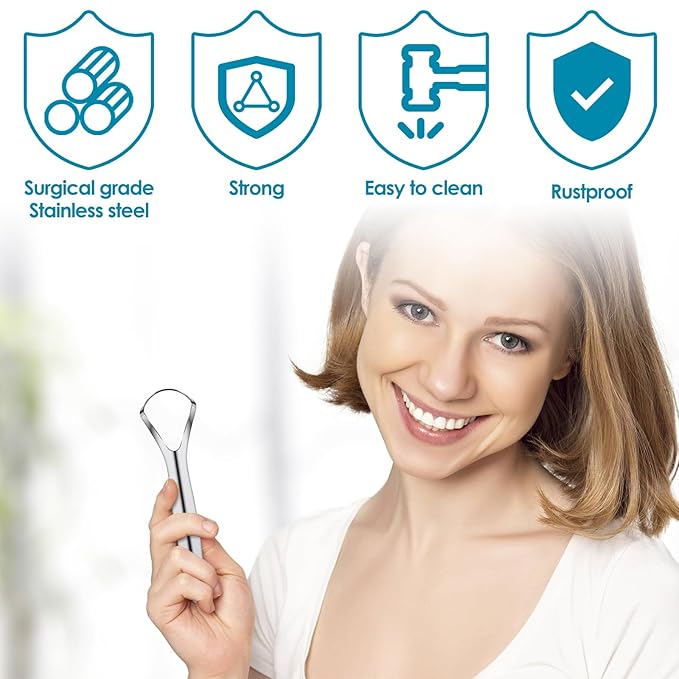 4 Pcs Tongue Scraper Stainless Steel Tongue Cleaners Wide Head Tongue Cleaner Tool Reduce Bad Breath Tongue Scraper for Fresh Breath