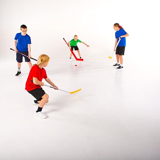 Cosom Senior Hockey Sticks for Floor Hockey and Street Hockey, 47" Standard Shaft, 20 Pieces Set with 12 Plastic Sticks, 2 Goalie Sticks, 3 Pucks and 3 Balls-StrideForce Fitness