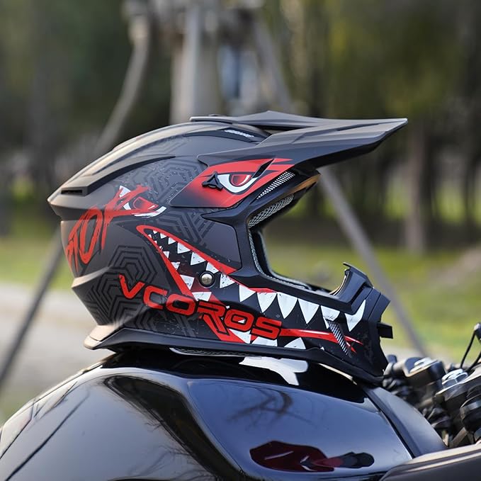 VCOROS H637 Adult Motocross Helmets ATV Dirtbike BMX MX Offroad Adventure UTV Helmets DOT Approved-StrideForce Fitness