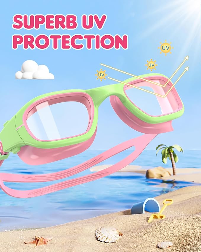 Kids Swim Goggles,Swimming Goggles for Kids 6-14, Anti-Fog UV Protection Pool Glasses for Boys Girls-StrideForce Fitness