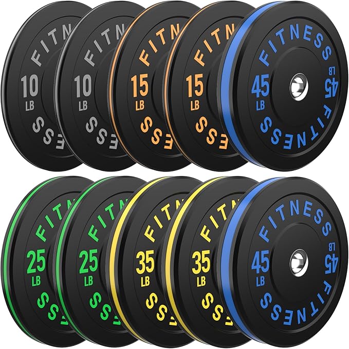 2 Inch Bumper Plates，10-500lbs，Barbell Rubber Olympic Weight Plates Set for Home Gym, Strength Training & Weight Lifting, Multiple Options Colors-StrideForce Fitness