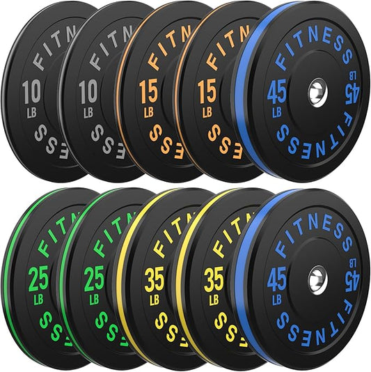 2 Inch Bumper Plates，10-500lbs，Barbell Rubber Olympic Weight Plates Set for Home Gym, Strength Training & Weight Lifting, Multiple Options Colors-StrideForce Fitness