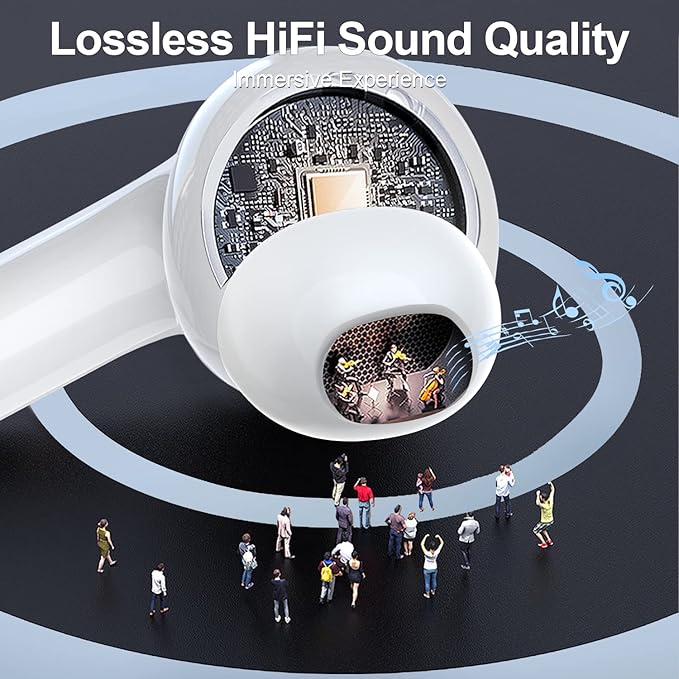 ZIUTY Wireless Earbuds Bluetooth Headphones, 50H Playtime Ear Buds with Mic, LED Digital Display Charging Case, IPX7 Waterproof, Deep Bass Stereo, in-Ear Earphone for iPhone Andriod Phone-StrideForce Fitness