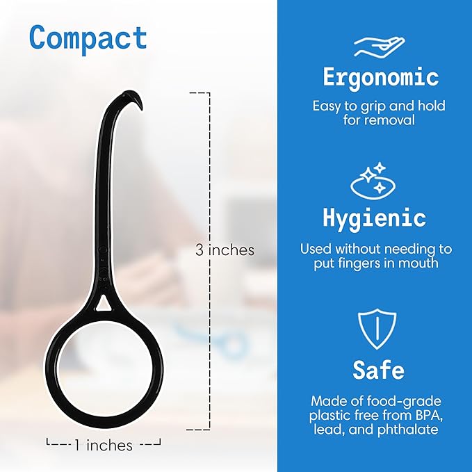 OrthoKey Retainer & Aligner Removal Tool - Dental-Grade Orthodontic Supplies for Invisible Braces, Cleaning & Travel - Bracket & Denture Remover (2-Pack) Blue & Black