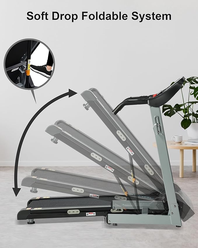 Treadmill with Auto Incline - 300 lb Capacity, 3.0HP Folding Electric Treadmill Up to 8.5 MPH Speed, Running Machine with 17.5" Wide Tread Belt and Bluetooth Speaker for Home Use-StrideForce Fitness