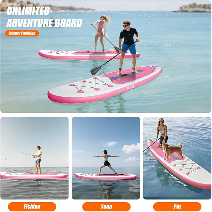 10' Inflatable Stand Up Paddle Board, Ultra-Light Wide Yoga Board for All Skill Levels with Premium SUP Paddleboard Accessories, 84L Waterproof Bag, Non-Slip Comfort Deck for Youth & Adults-StrideForce Fitness