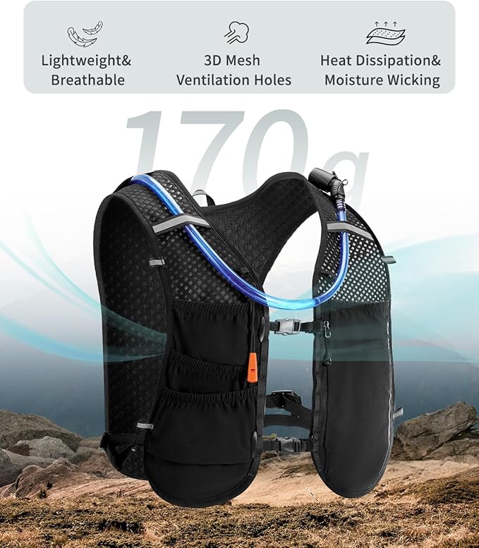 ECOHUB Running Hydration Vest Backpack,Lightweight Breathable Pack with 2L Water Bladder Bag Daypack for Hiking Trail Running Cycling Race Marathon for Women Men-StrideForce Fitness