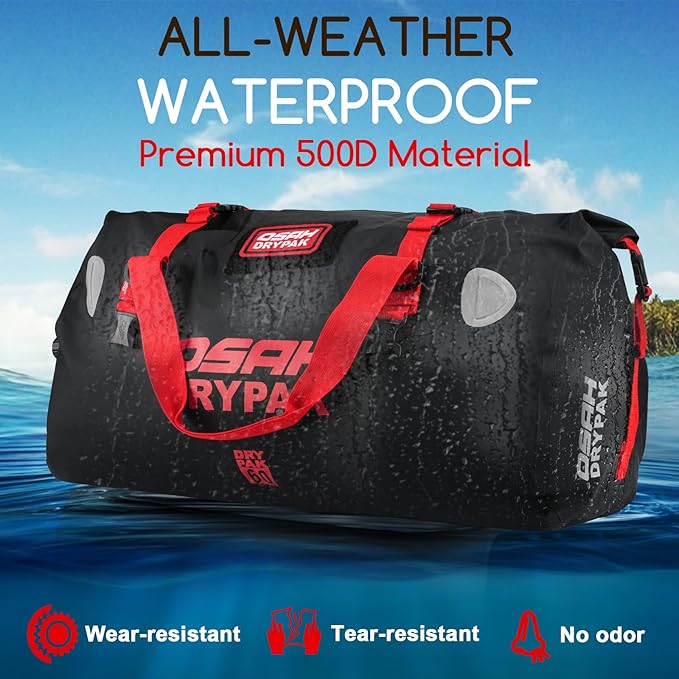 Waterproof Duffel Bag - Motorcycle Dry Bag Tail Bag with Large Storage Space, Waterproof Luggage Duffle Bags with Outer Mesh Zipper Pocket for Camping, Kayaking, Fishing & Traveling-StrideForce Fitness