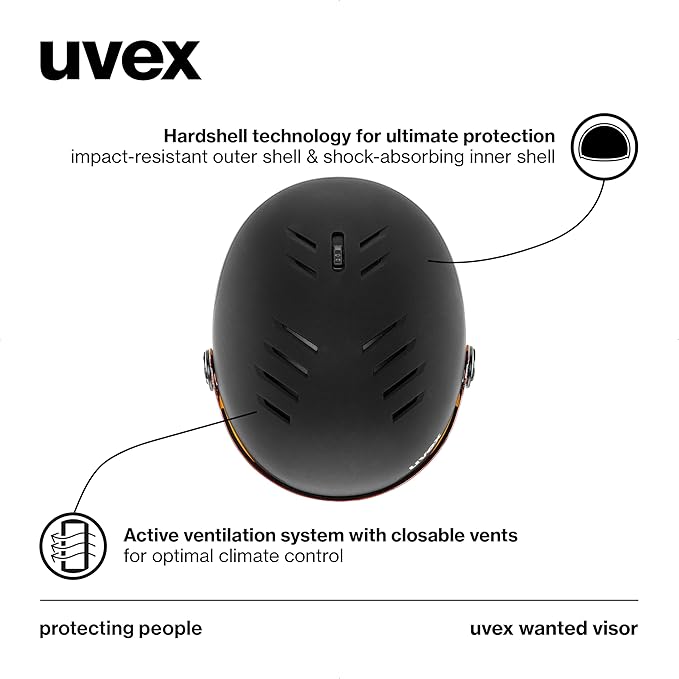 uvex Wanted Visor ski Helmet for Women & Men - Adjustable Helmet with Integrated Visor-StrideForce Fitness