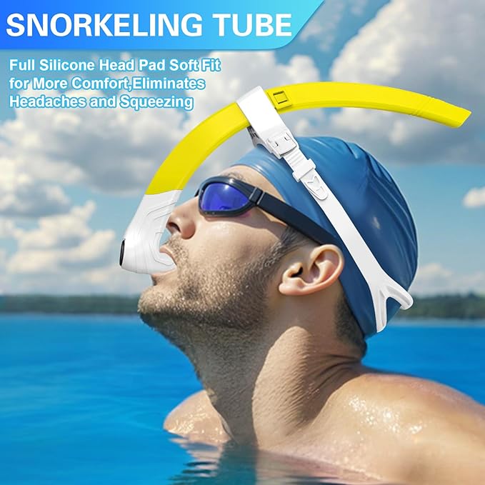Greatever Detachable Portable Snorkel for Lap Swimming Unisex-Adult Silicone Adjustable Headband One Way Exhaust Valve-StrideForce Fitness