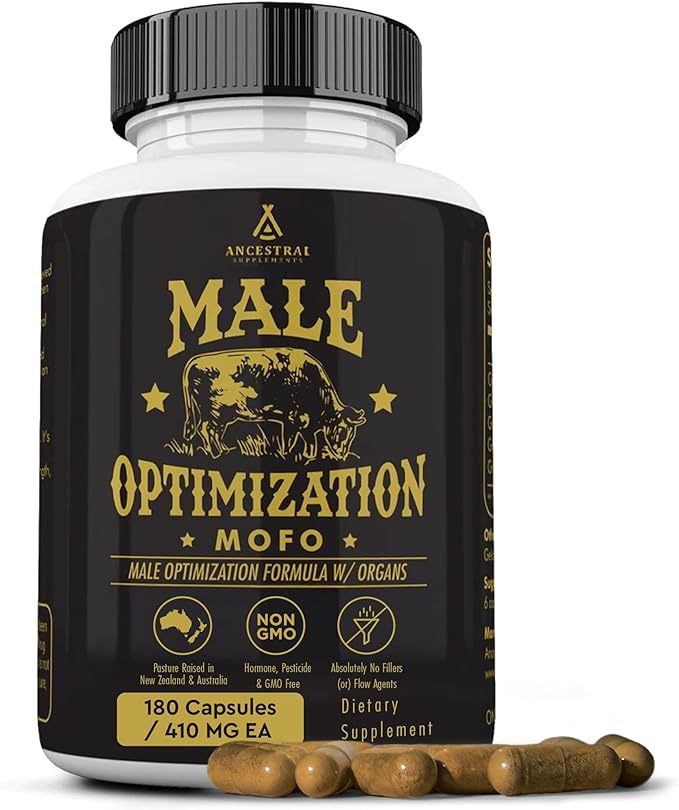 Ancestral Supplements Mofo, Supplements for Men, Support for Energy Levels and Overall Men's Health and Wellness, Non-GMO Grass Fed Beef Organ Supplement with Liver, No Fillers, 180 Capsules-StrideForce Fitness