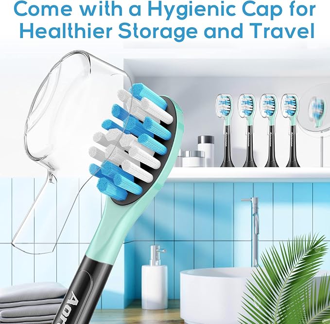 Aoremon Replacement Toothbrush Heads for Philips Sonicare C3 Premium Plaque Control HX9044/65 G3 Gum Care HX9054/65 W3 4100 5100 6100 7500 C1 C2 Flexcare Diamondclean HealthyWhite, 6 Count, Black