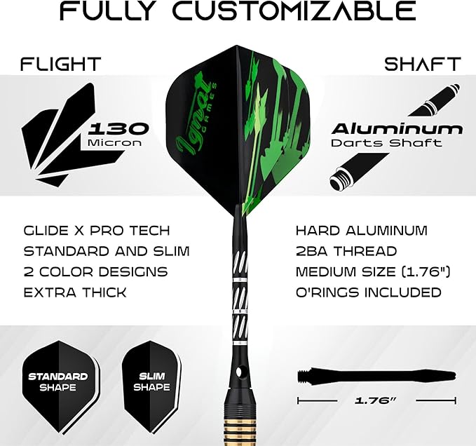 IgnatGames Premium Steel Tip Darts – 3/6/12 Pack Brass Barrels with Aluminum Shafts, 16 GlideXPro Flight Set, Tool Kit & Giftable Case-StrideForce Fitness