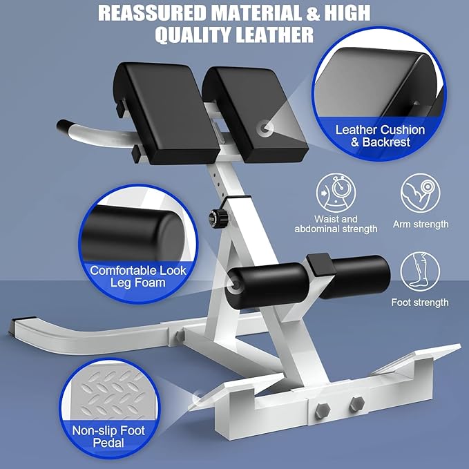 Roman Chair,Back Extension Bench,Multi Functional Ab Bench, Hyperextension Bench Abdominal Exercise, Leg Strength Trainer Home Men Women Full Body-StrideForce Fitness