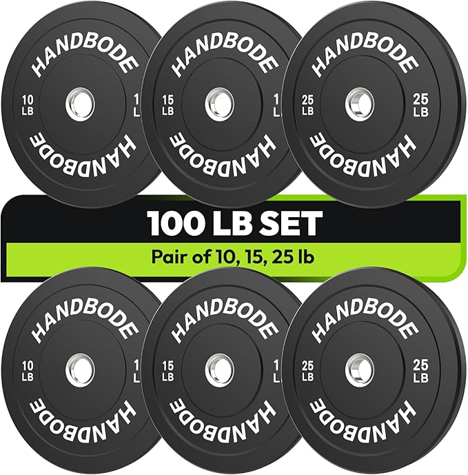 Bumper Plates 2 - Inch Olympic Weight Plate Set for Barbell, 10-55 lb Rubber Weights Sets for Home Gym, Strength Training Plate, Weight Lifting, Black-StrideForce Fitness