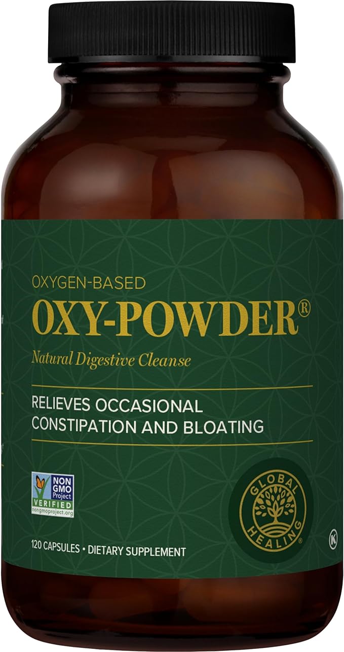 Global Healing Center Oxy-Powder Oxygen Based Safe and Natural Colon Cleanser and Relief from Occasional Constipation (120 Capsules)(Packaging may vary)-StrideForce Fitness