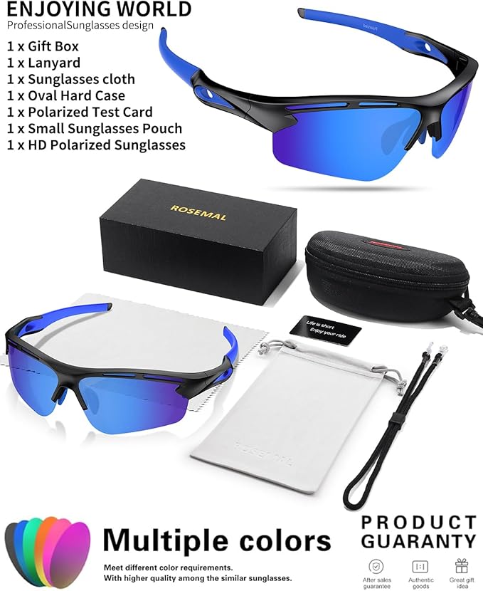 Polarized Sports Sunglasses for Men Women,UV400 Protection Sunglass for Running Cycling Fishing Hiking TR90-StrideForce Fitness