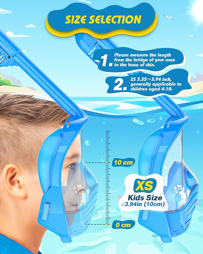 QingSong Kids Snorkel Mask Full Face, Snorkeling Set with Camera Mount, Foldable 180 Degree Panoramic View Snorkeling Gear Anti-Fog Anti-Leak-StrideForce Fitness