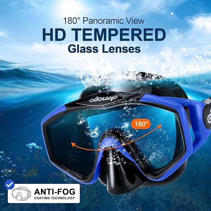 Odoland Kids Snorkeling Packages Snorkel Set, Dry Top Snorkel Mask with Adjustable Swim Fins for Boys and Girls Age 7-14-StrideForce Fitness