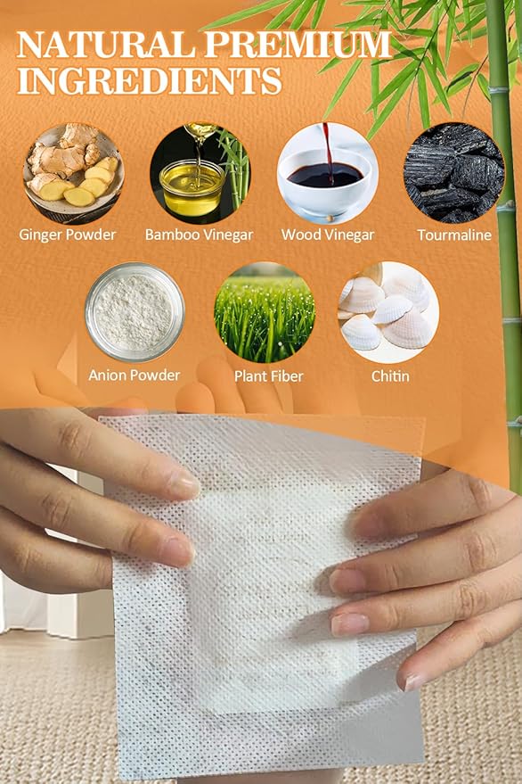 Foot Pads, Ginger FootPads, Natural Ginger Powder Bamboo Vinegar Foot Patches 20 Packs.-StrideForce Fitness
