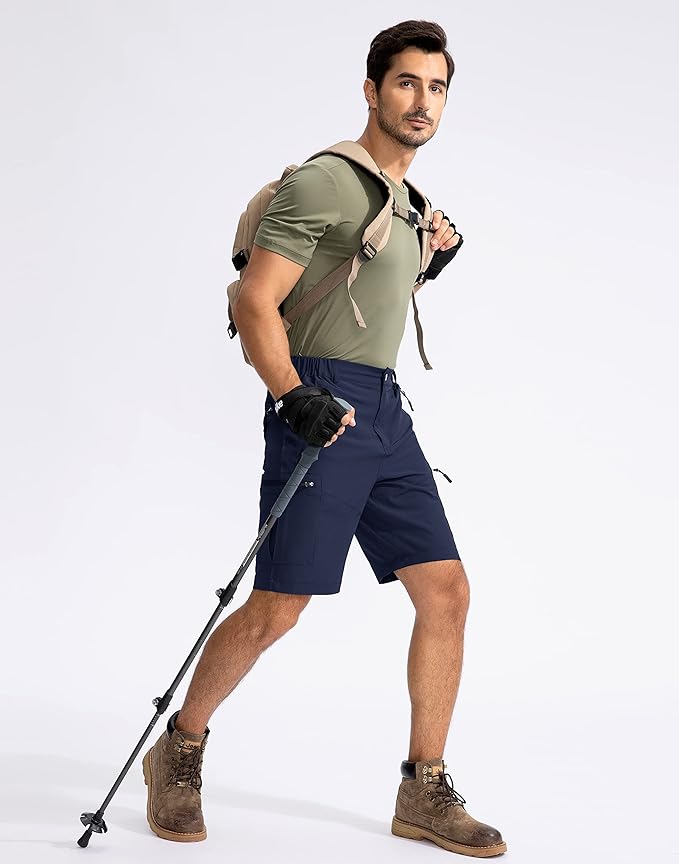 Pudolla Men's Hiking Cargo Shorts 9" Lightweight Outdoor Work Shorts for Men Travel Golf Camping Casual with 5 Zipper Pockets-StrideForce Fitness