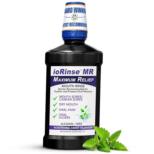ioRinse MR: The Most Dentist & Oncologist-Recommended Oral Ulcer Rinse of its Kind. Maximum Relief of Oral Mucositis, Mouth Sores, Dry Mouth, Canker Sores, Mouth Irritation & Cancer patients, Mint 1 L