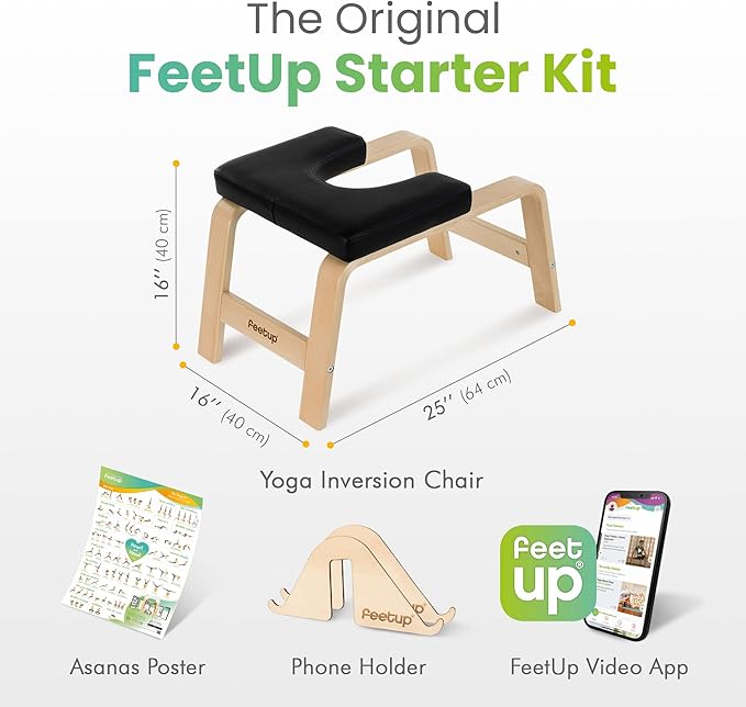 FeetUp - The Original Yoga Headstand Bench, Vegan Handstand Trainer Bench and Stand, Strength Training Inversion Equipment for Relaxation and Strength, Includes App & Starter Kit, #1 Worldwide-StrideForce Fitness