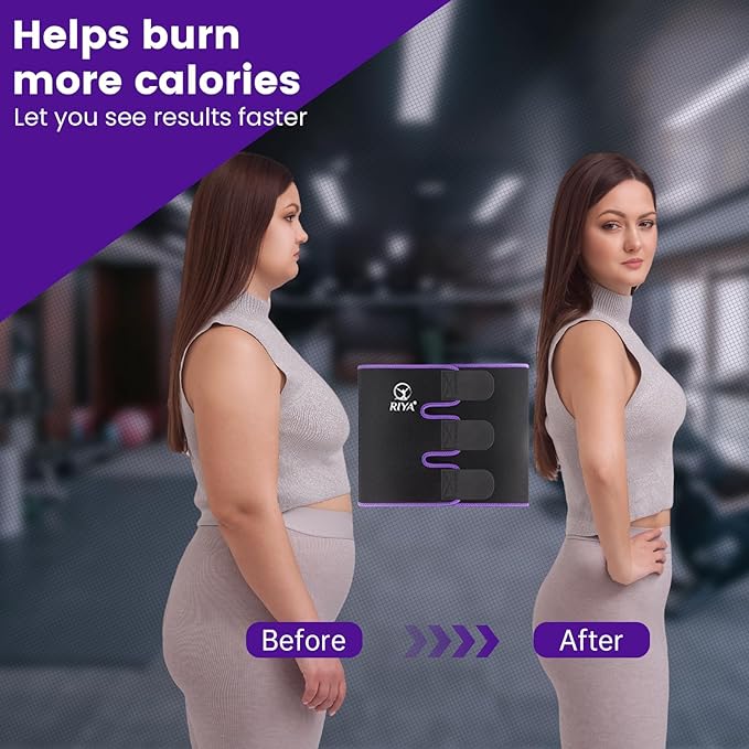 RIYA Waist Trimmer Sweat Waist Trainer for Women and Men Waist Sweat Belt Band Belly Stomach Wrap-StrideForce Fitness