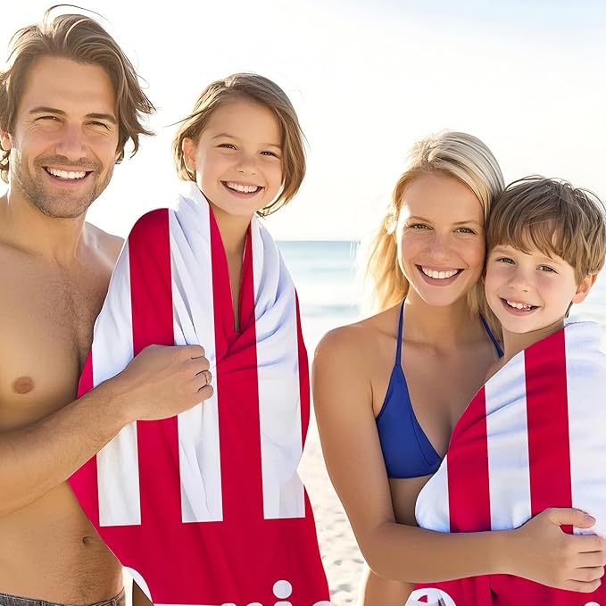 JML Personalized Beach Towel with Name, Custom Cabana Stripe Beach Towel, Customized Microfiber Pool Towel, Quick Dry & Absorbent Swim Towel for Adult,Mother's Day, Birthday, Summer Holiday,Vacation-StrideForce Fitness