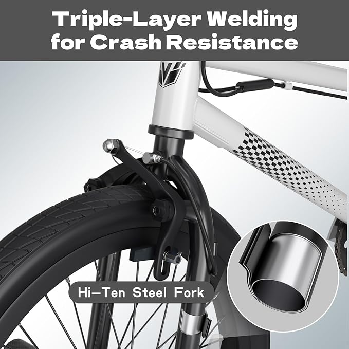 67i Boys BMX Bike 18/20 Inch Ages 8-12 Kids Bicycle with Front Rear U Brake Adjustable Seat Iron Fork 2.09" Wide Tires-StrideForce Fitness