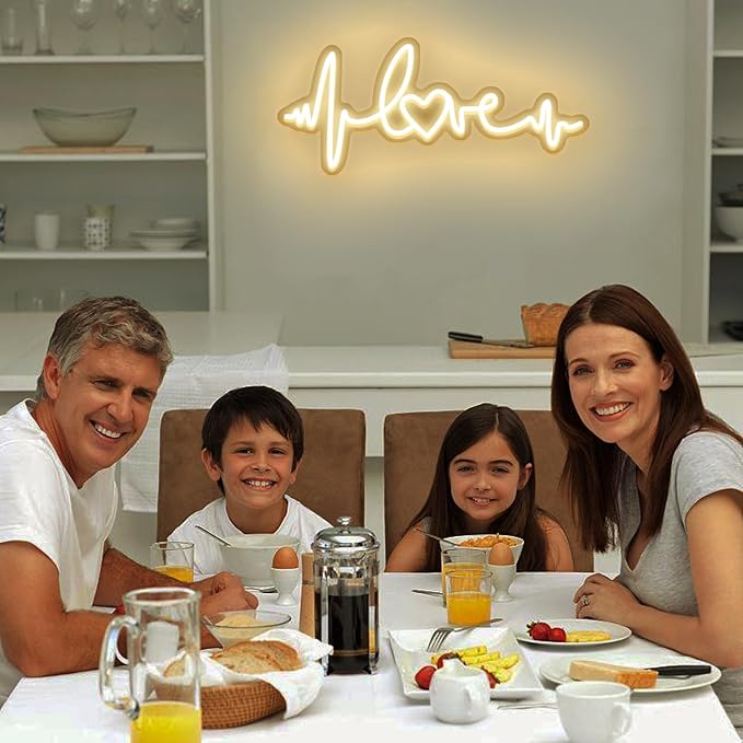 Love Neon Signs LED Heartbeat Shape Night Lights Sign for Wall Decor USB Power Swith Light up Sign for Man Cave Home Room Christmas Club Valentines' Day 5v (18.11"X7.87")-StrideForce Fitness