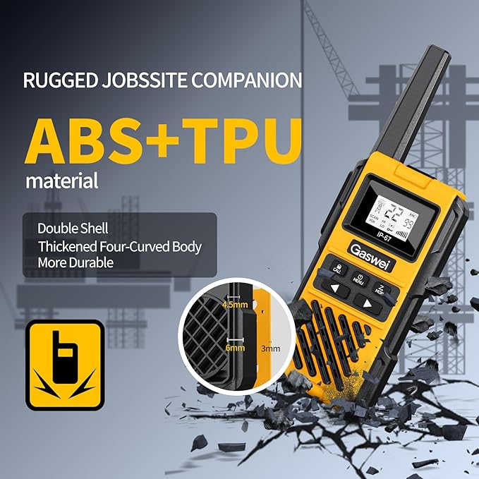 G1pro IP67 Waterproof Floating Walkie Talkies Long Range for Adults,Heavy Duty Two Way Radio with Double Watch,FM Radio,VOX,USB-C,SOS & NOAA Weather Alerts,Rechargeable Lithium Battery(4 Pack)-StrideForce Fitness