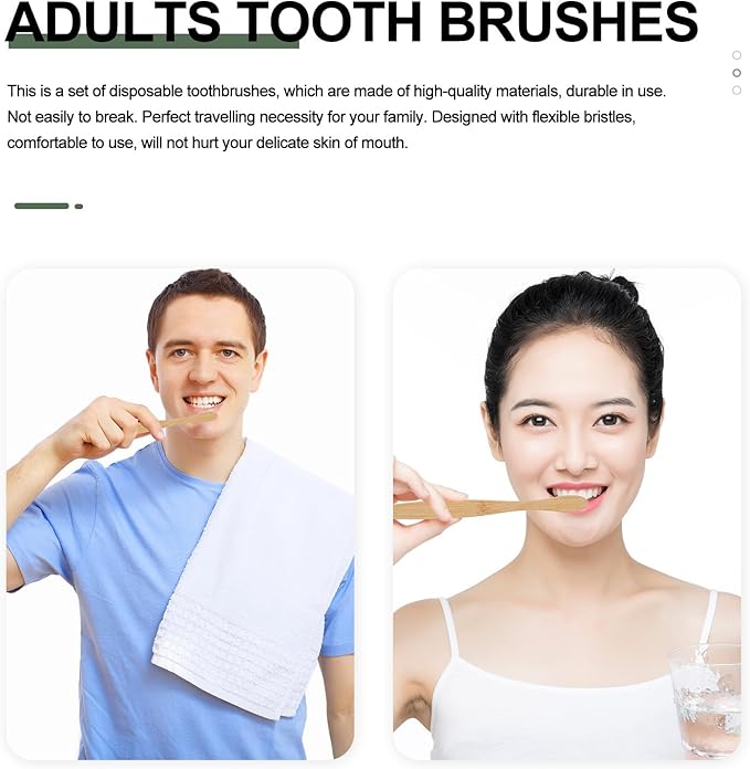 10Pcs Natural Toothbrushes for Adults Flexible Soft Bristles Ergonomic Handle Biodegradable Oral Care for Home Use