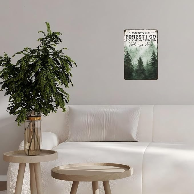 Vintage Sign And Into The Forest I Go to Lose My Mind and Find My Soul Hiking Girl Retro Metal Tin Sign for Home Coffee Wall Decor 12 * 8inch-StrideForce Fitness