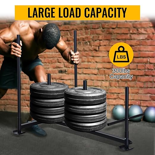 Weighted Training Pull Sled Fit for 1-2 Inch Plates, Sled Workout Equipment, Sport Power Sled for Athletic Exercise and Speed Improvement,300LB-StrideForce Fitness