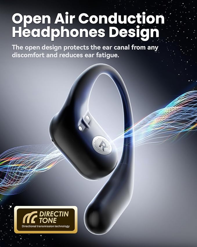 Open Ear Earbuds Bluetooth Headphones Wireless - 80Hrs Playtime Wireless Earbuds with IPX7 Waterproof Touch Control Earphones Sport with 18.2mm Drivers Stereo Sound Bluetooth 6.0 for Running Fitness-StrideForce Fitness