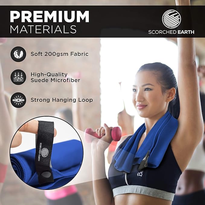 ScorchedEarth Microfiber Travel & Sports Towel Set (Royal Blue) - XL Set (39x70.5 & 12x24)-StrideForce Fitness