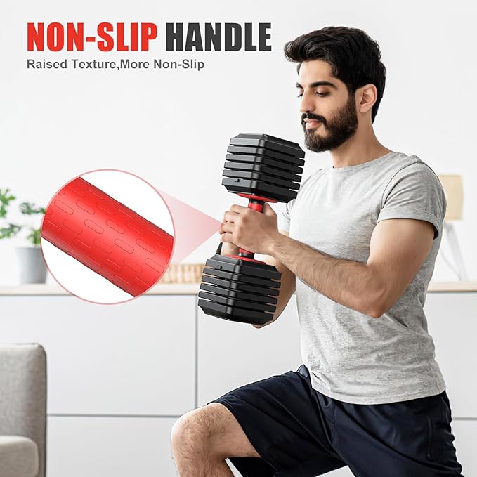 XDDIAS Adjustable Dumbbell Set of 2, 25/55/80LB Dumbbell Set-1Sec Adjustable Weights-5/10 in 1 Free Weights Dumbbells Set with Effortless Tray/No-Slip Handle-Compact Size for Women/Men at Home Gym-StrideForce Fitness