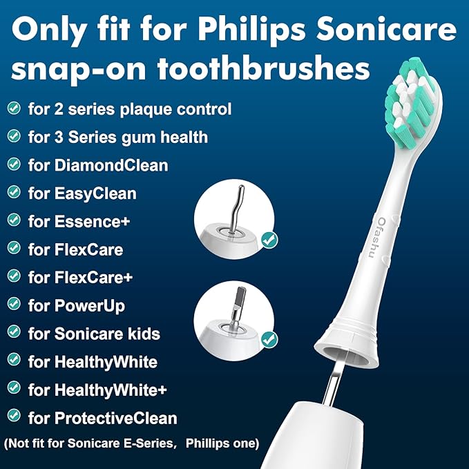 Electric Toothbrush Replacement Heads Compatible with Philips Sonicare ProtectiveClean 2 Series Plaque Control 4100 5100 6100 9024 6064, White, 4 Sonic Brush Head