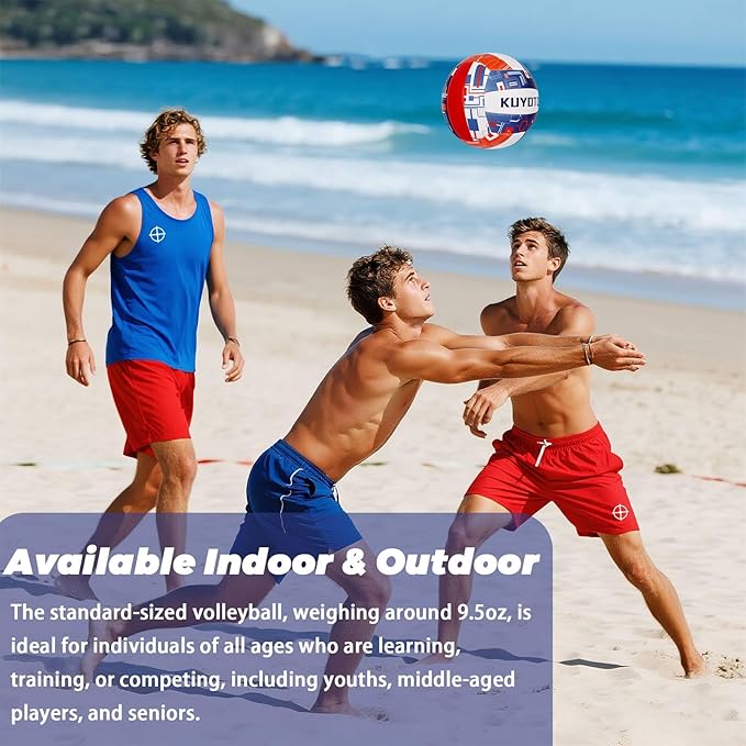 KUYOTQ Official Size 5 in&Outdoor Beach Volleyball,3MM Thickened Surface Soft Leather Youth Womens Mens Volleyball for Game Gym Training(Deflated)-StrideForce Fitness