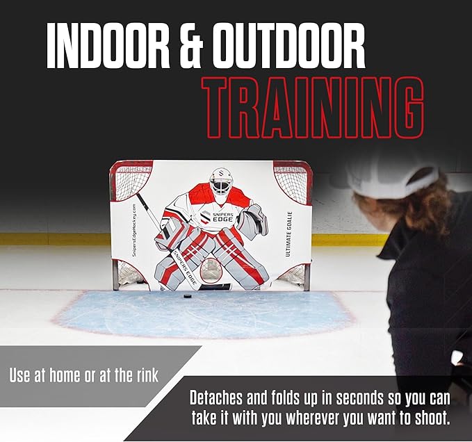 Snipers Edge Hockey - Ultimate Goalie Shooter Tutor - Fits Inside Goal - Long Lasting Durability with Its Impact Resistant Vinyl-StrideForce Fitness