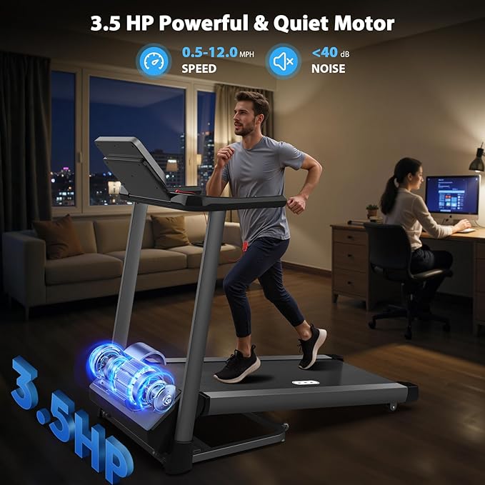 CIIHI Treadmill with Auto Incline - 400 LBS Capacity 15% Auto Incline Treadmill for Home - 0.5-12 MPH Foldable Running Machine with 47.2”x18.1” Belt, APP, Speaker, Speed & Incline Quick Button-StrideForce Fitness