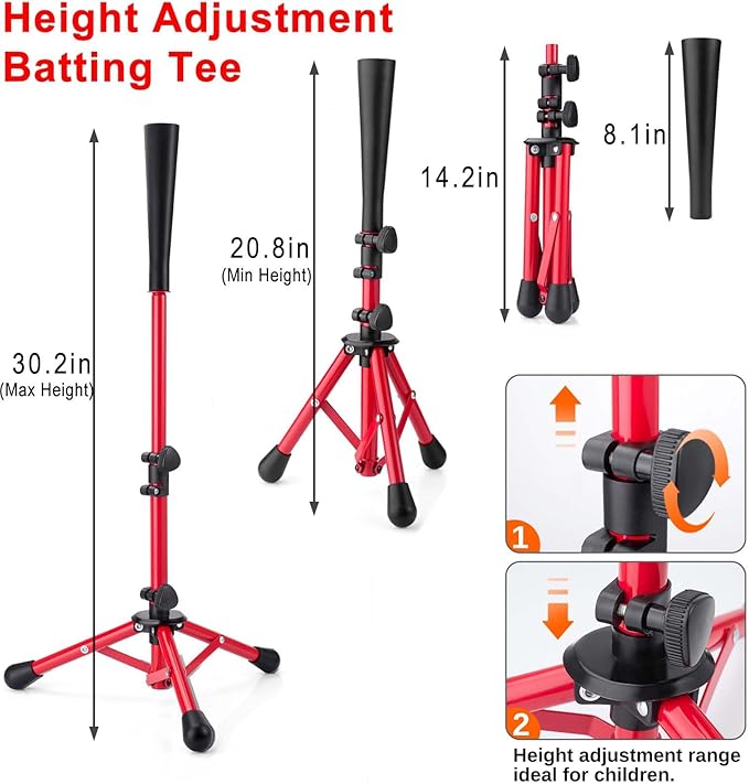 Baseball Tee for Kids,Batting Tee,Softball Tee,tee Stand, Youth Hitting Tee,Teeball Tee,Travel Tee,Easy Adjustable Height 20.5-30.2inch-StrideForce Fitness