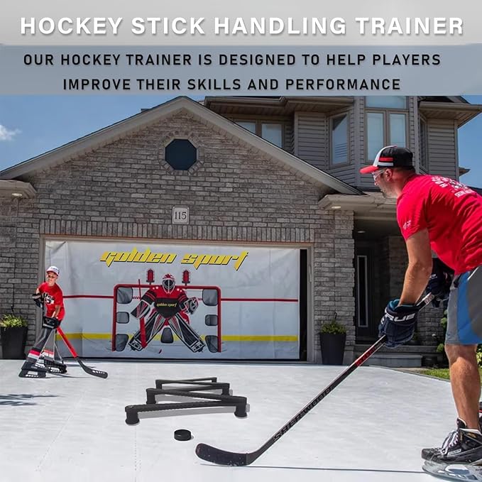 Lightweight Hockey Stick Handling Training Equipment for Enhanced Handling, for Puck Control - Solid, Portable, Durable and Multi-Angle Adjustable, Black-StrideForce Fitness