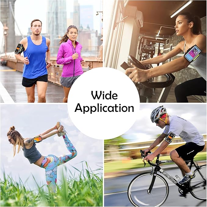 Running Armband with Earphone Bag Cell Phone Armband for iPhone 16 15 Pro 14 Plus 13 11 XR XS, Galaxy S24/S10 Water Resistant Sports Phone Holder Case & Zipper Slot Car Key Holder for 6.9 inch Phone-StrideForce Fitness